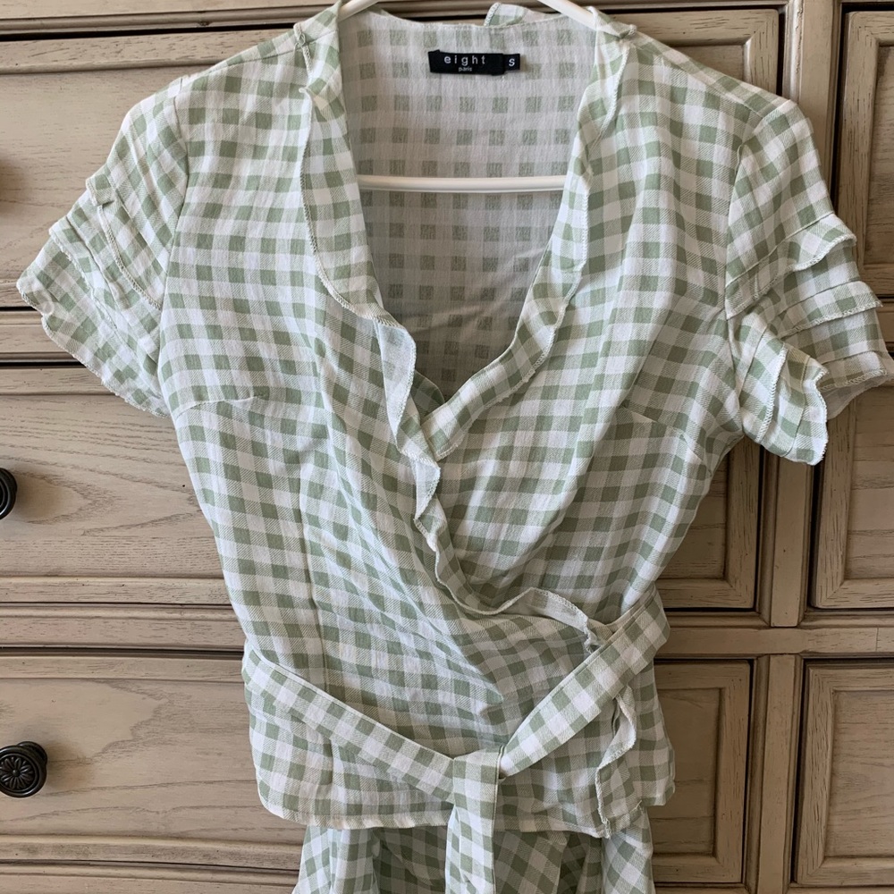Skirt set with ruffle hem and wrap